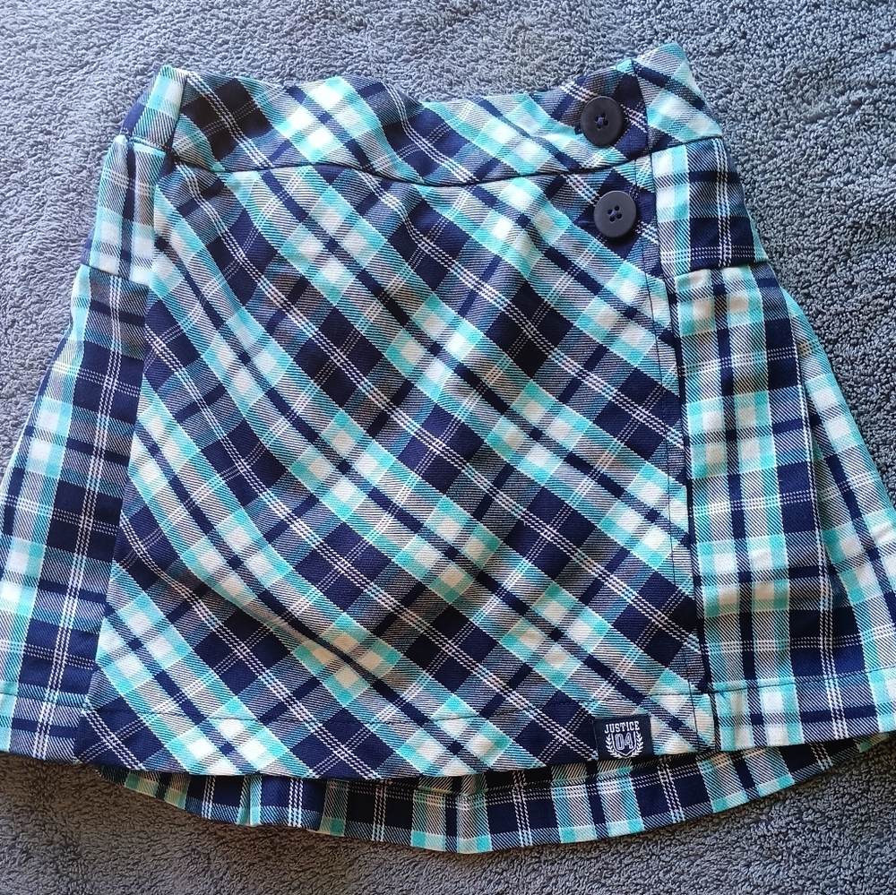 Justice girls plaid skort size S 7/8